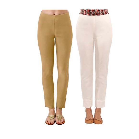 Gretchen Scott Designs Pants - 2 Pair Gretchen Scott Gripeless Stretch Pants, Khaki S and White XS